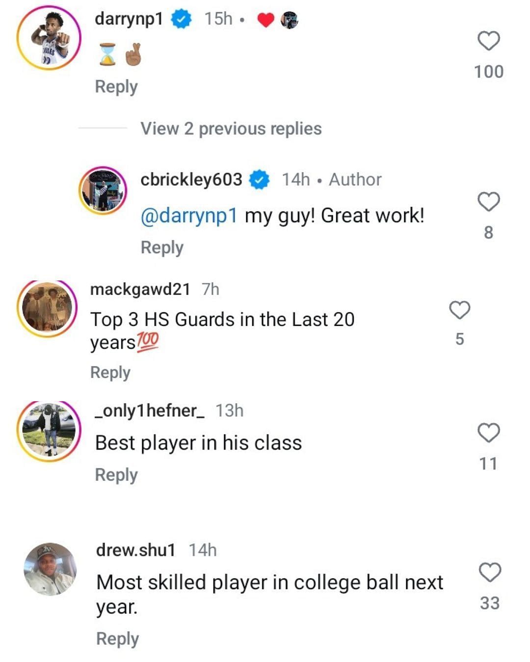 Kansas freshman Darryn Peterson reacts as elite NBA trainer gives him a major shoutout following training. (Images via Instagram @cbrickley603)